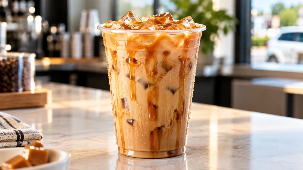Iced caramel and vanilla coffee inspired by a 7 Brew Blondie