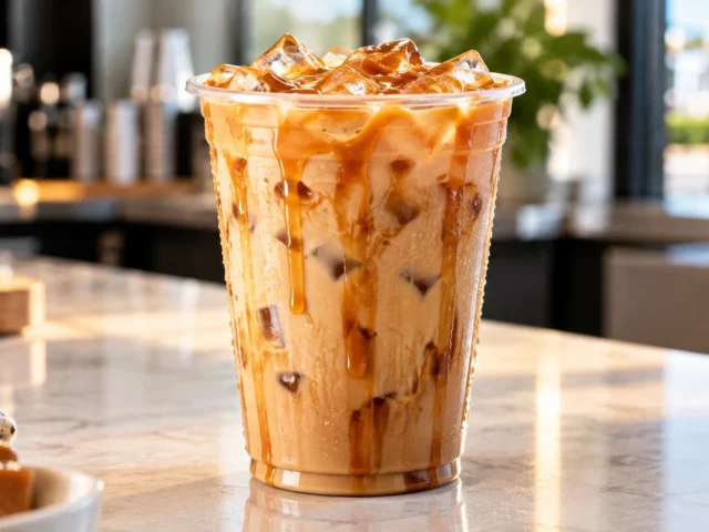 Iced caramel and vanilla coffee inspired by a 7 Brew Blondie