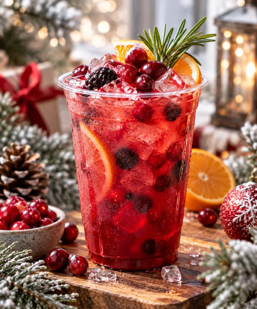7 Brew Holiday Punch seasonal drink with a fruity holiday flavor