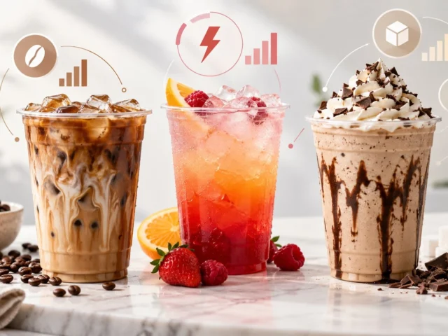 7 Brew inspired drinks with visual nutrition concepts for calories, sugar and caffeine