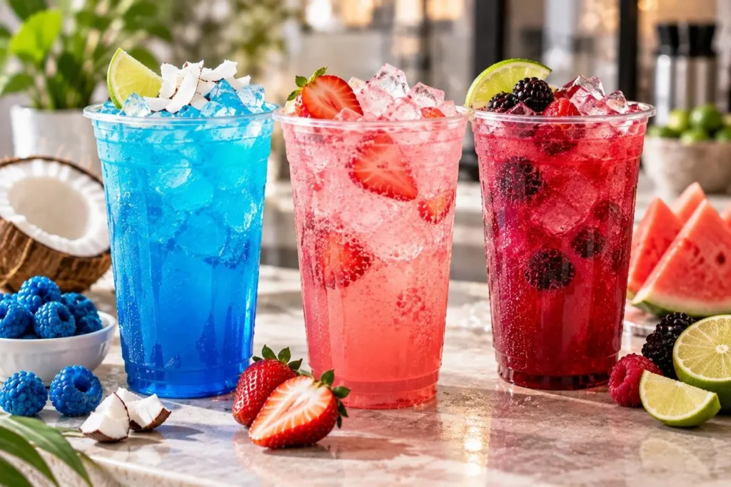 Best fruity 7 Brew style energy and fizz drinks in bright tropical colors