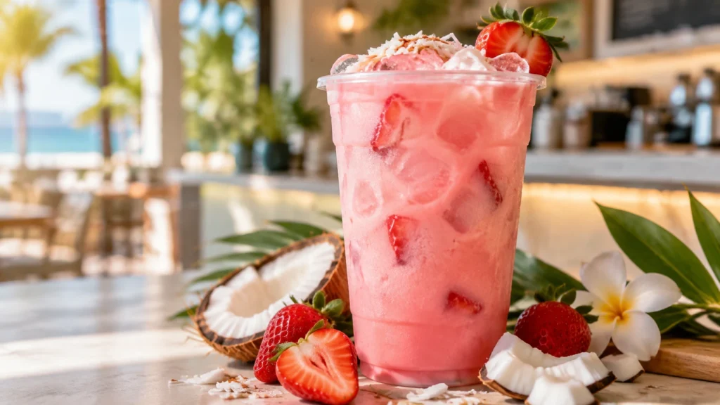 strawberry coconut vanilla iced drink